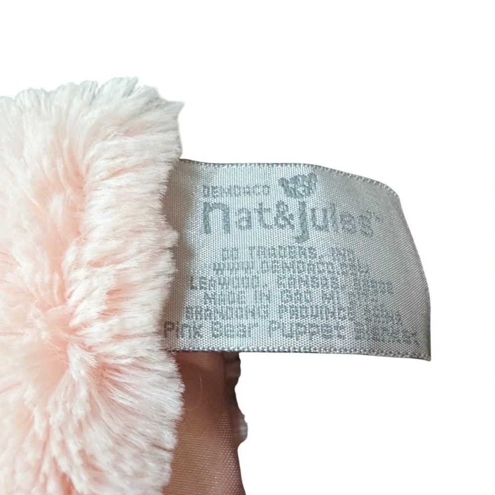 Nat & Jules‎ Pink Bear Puppet Blanket Plush Lovey Satin Lined Heart Detail